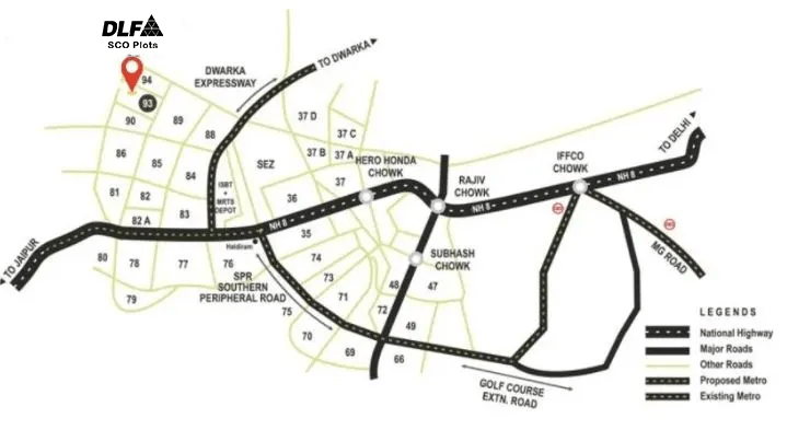 dlf sco plots sector 93 gurgaon Location Map